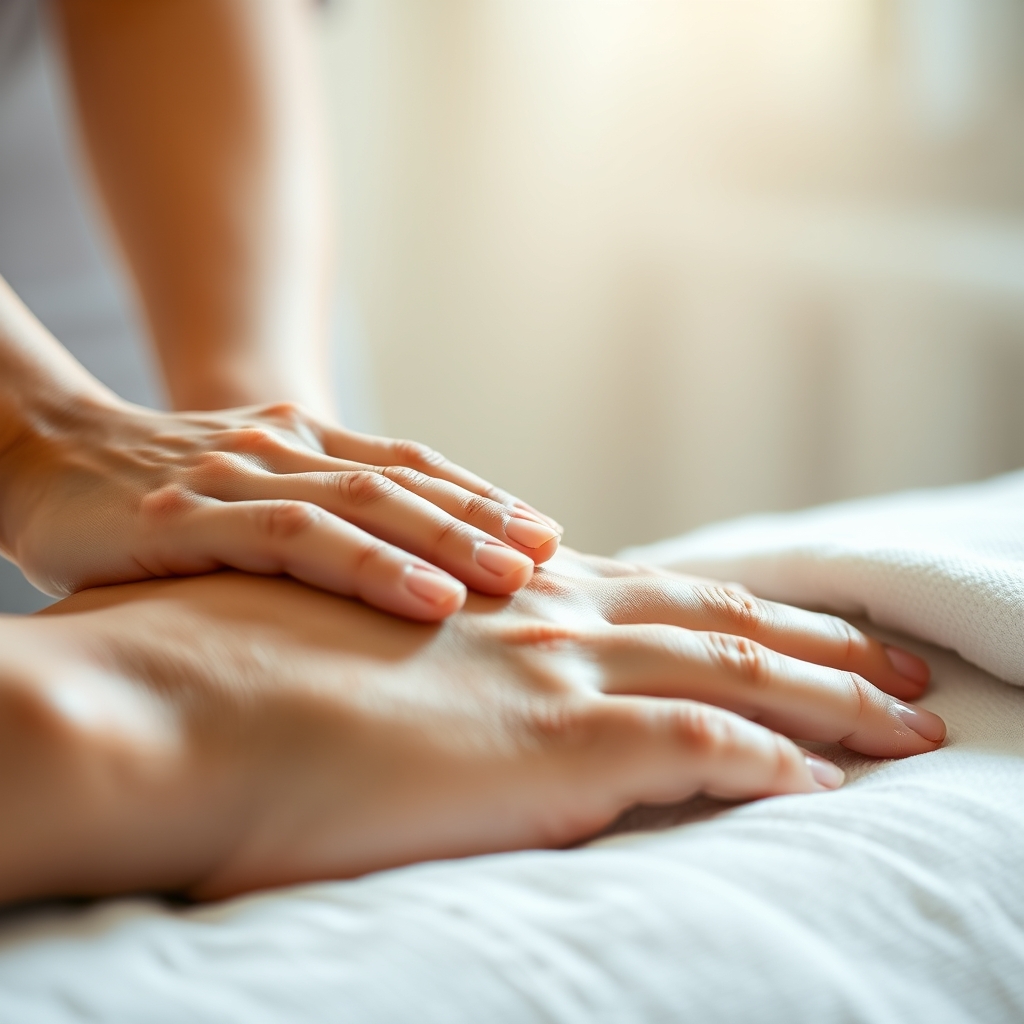 Sessão de fisioterapia com cuidado